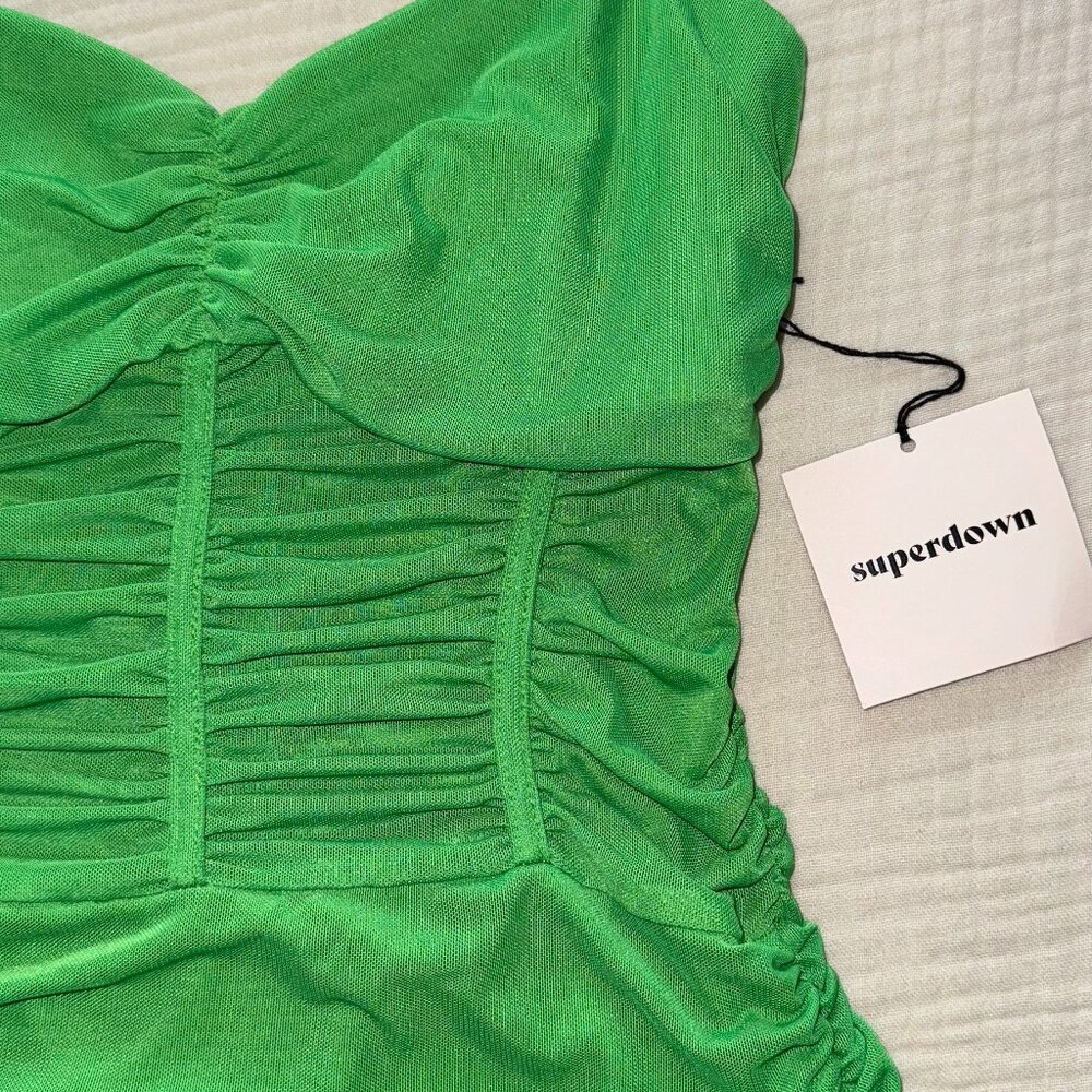 Superdown.- Green Ruched Mini Dress - Medium (NWT)